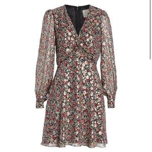 Kate Spade %100 Silk Floral Long Sleeve Dress